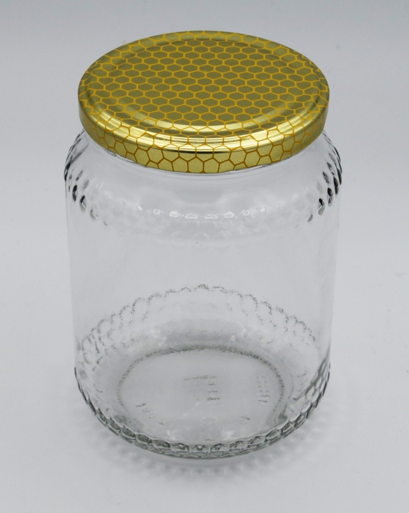Petit pot de miel avec bouchon en liège, verre recyclé, 250 ml
