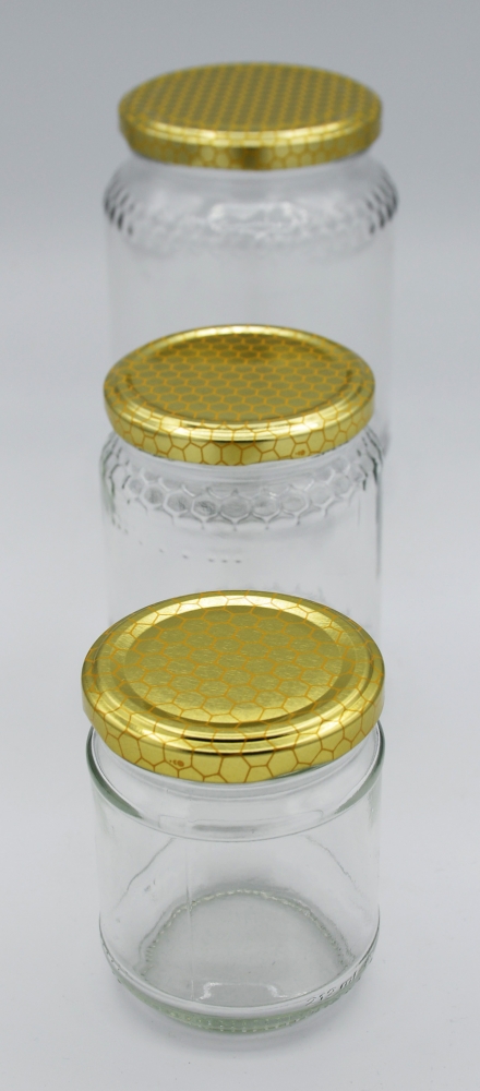 Pot en verre de 1000g de miel avec couvercle twist-off, emballage, produits