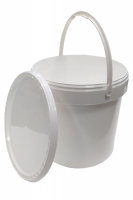 White plastic bucket, with lid, 25 Kg capacity