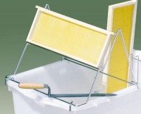 Uncapping stand for plastic tray, chromium plated steel
