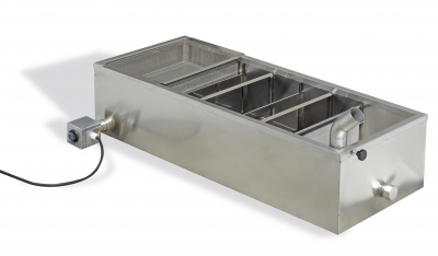 Sump tank, stainless steel, double walled, 1300x515x300 mm