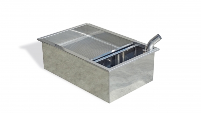 Sump tank, stainless steel, single walled, 850x560x290 mm