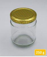 Glass honey jar 250 gr capacity with twist-off cap