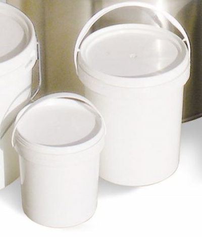 White plastic bucket, with lid, 10 Kg capacity