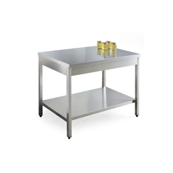 Stainless steel laboratory TABLE with two shelves - 1200x700x900 mm.